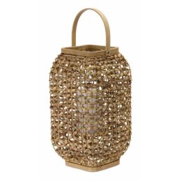 Lantern 21.5"H Wicker/Glass (Pack of 1)